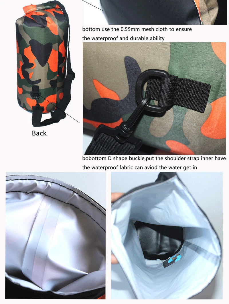 Leaftour Waterproof Dry Bag – Camouflage PVC Rafting, Diving & Outdoor Backpack (2-30L)