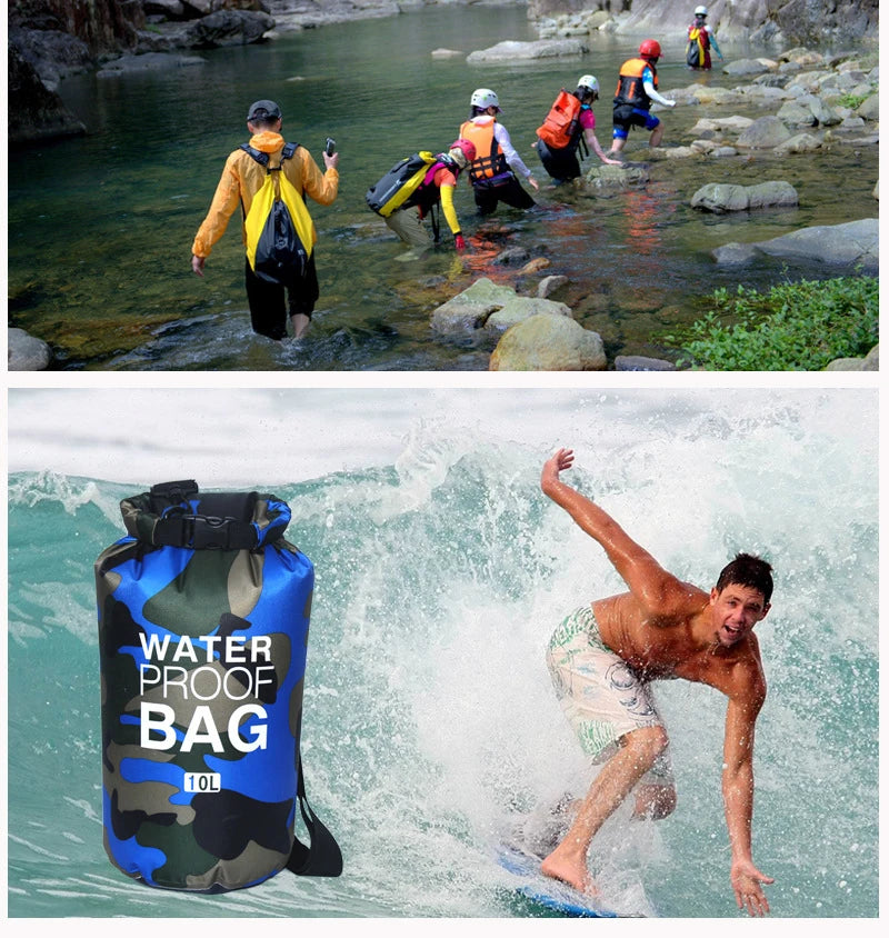 Leaftour Waterproof Dry Bag – Camouflage PVC Rafting, Diving & Outdoor Backpack (2-30L)
