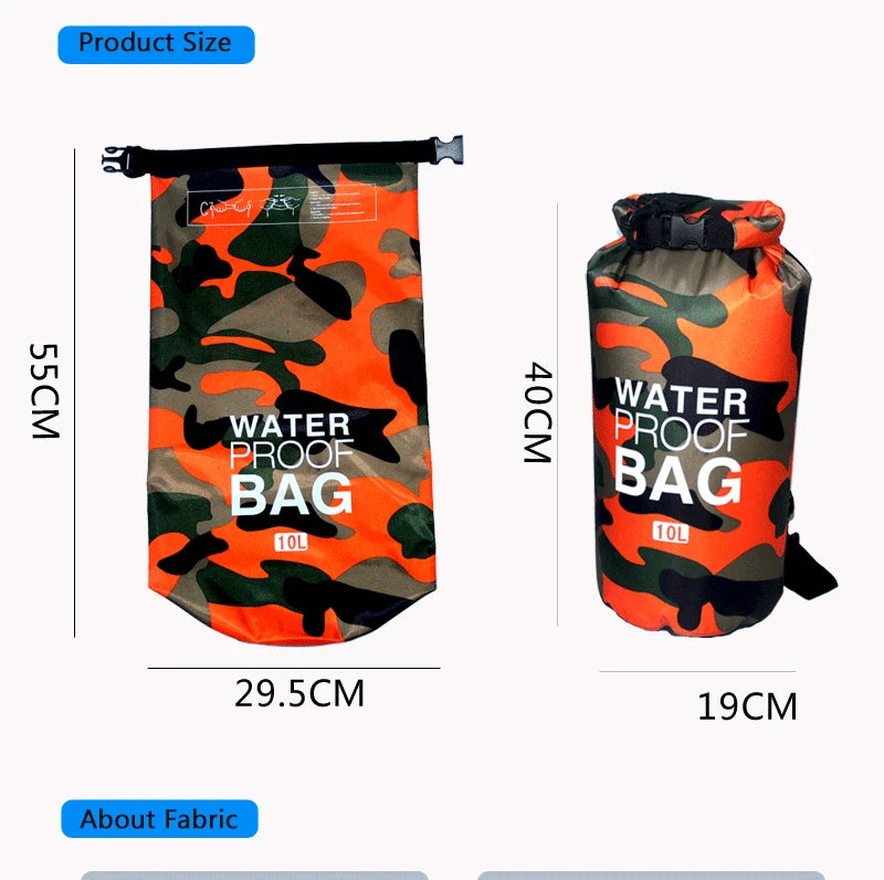 Leaftour Waterproof Dry Bag – Camouflage PVC Rafting, Diving & Outdoor Backpack (2-30L)