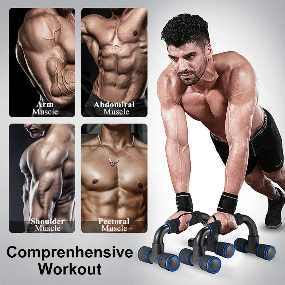 1 Pair U-Shaped Push-Up Bars with Hand Sponge Grip – Home Gym Strength Training