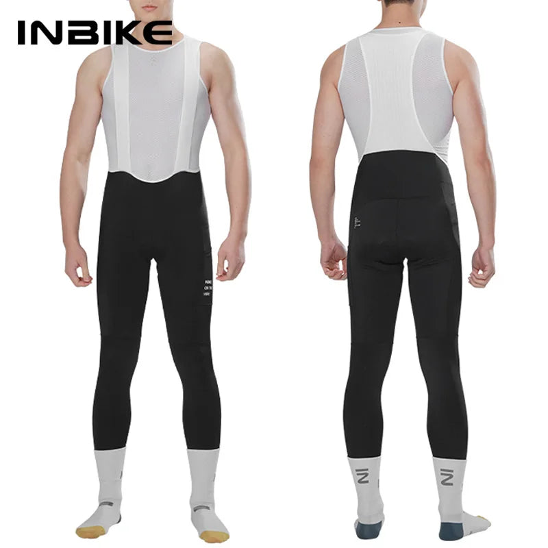 INBIKE Men’s Cycling Bib Tights – Padded MTB Bike Pants with Pocket