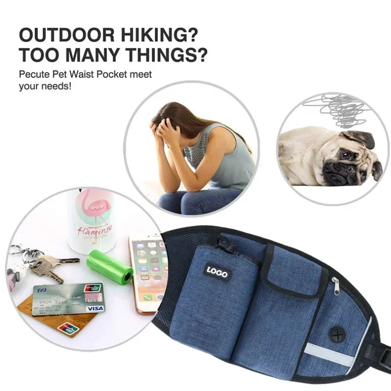 Outdoor Pet Waistpack with Leash – Hands-Free Dog Walking Belt for Running, Training & Hiking | Reflective, Adjustable & Multifunctional