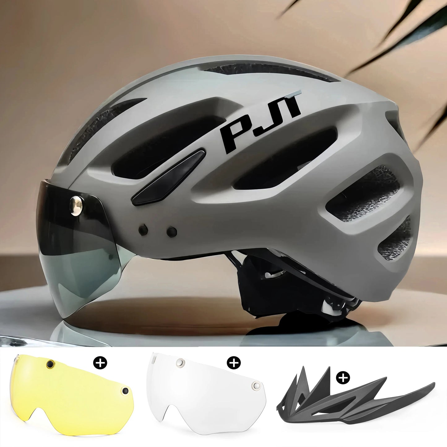 PJT Rechargeable LED Cycling Helmet with Sunglasses Shield