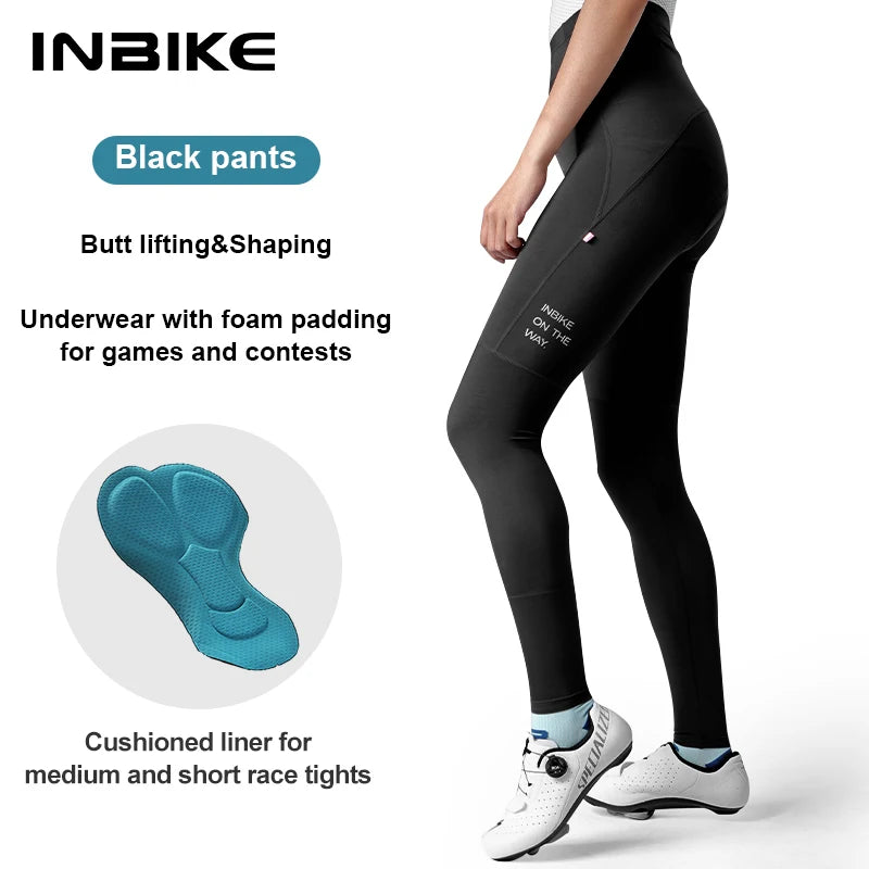 INBIKE 2024 Women’s Cycling Pants – Long Padded Bike Tights with Pockets