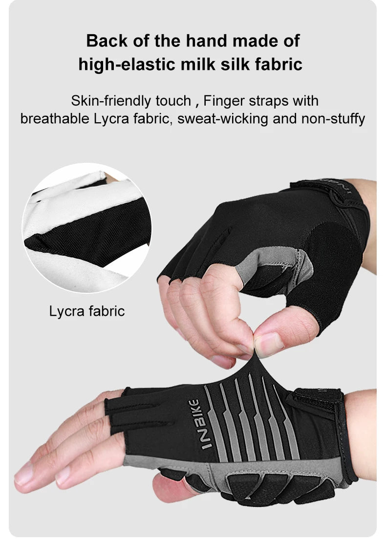 INBIKE Shockproof Gel Half Finger Cycling Gloves β Breathable Summer MTB Gloves
