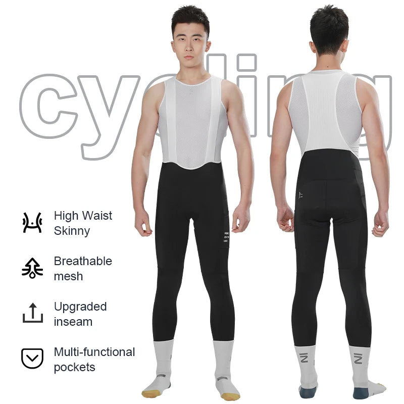 INBIKE Men’s Cycling Bib Tights – Padded MTB Bike Pants with Pocket