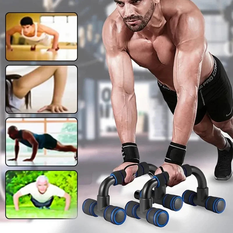 1 Pair U-Shaped Push-Up Bars with Hand Sponge Grip – Home Gym Strength Training