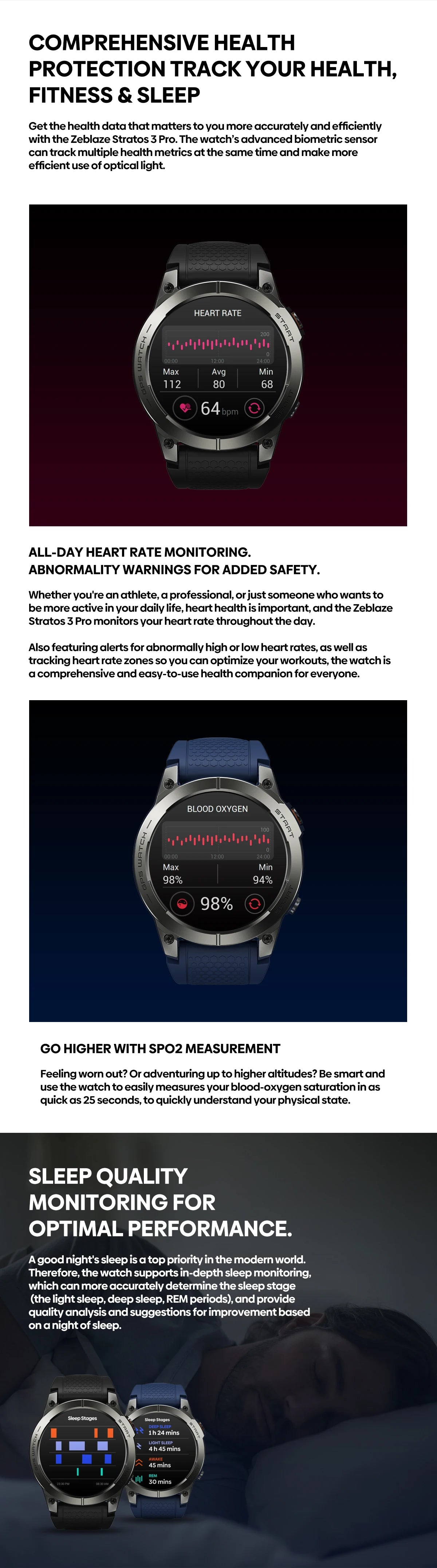 Zeblaze Stratos 3 PRO Smartwatch – 1.43” AMOLED, GPS, Bluetooth Calls, Fitness Tracker