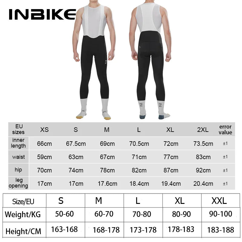 INBIKE Men’s Cycling Bib Tights – Padded MTB Bike Pants with Pocket