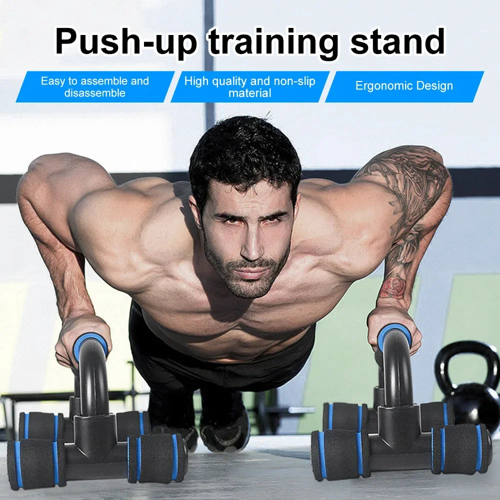 1 Pair U-Shaped Push-Up Bars with Hand Sponge Grip – Home Gym Strength Training