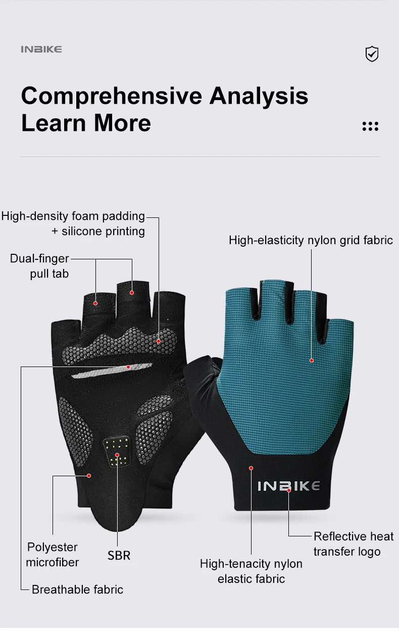 INBIKE Half Finger Cycling Gloves β Breathable, Shock-Absorption MTB Gloves
