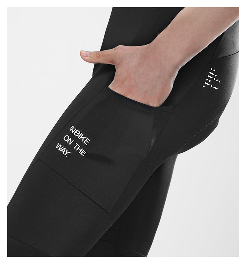 INBIKE Men’s Cycling Bib Tights – Padded MTB Bike Pants with Pocket