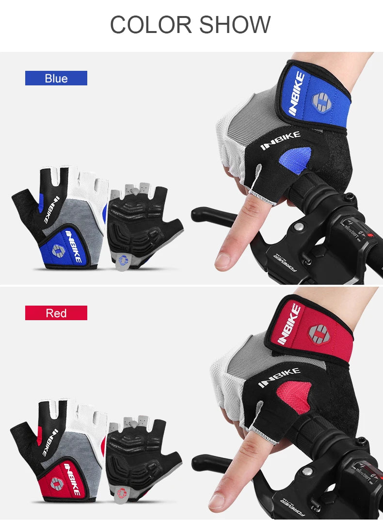 INBIKE Shockproof Gel Half Finger Cycling Gloves – Breathable Summer MTB Gloves