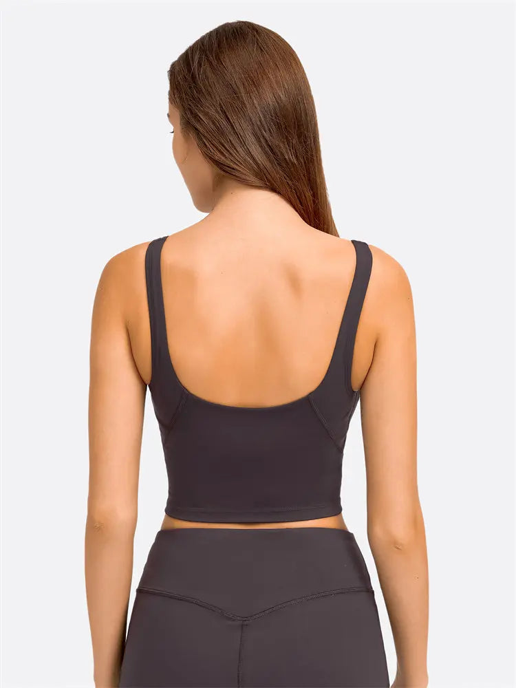 Crop Top – Longline Sports Bra with Shelf Bra