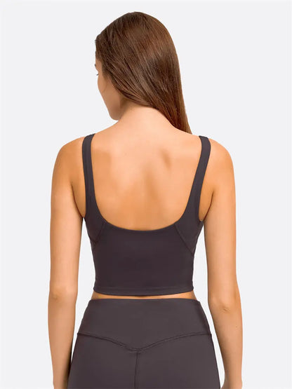 Crop Top – Longline Sports Bra with Shelf Bra