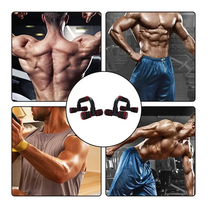 1 Pair U-Shaped Push-Up Bars with Hand Sponge Grip – Home Gym Strength Training