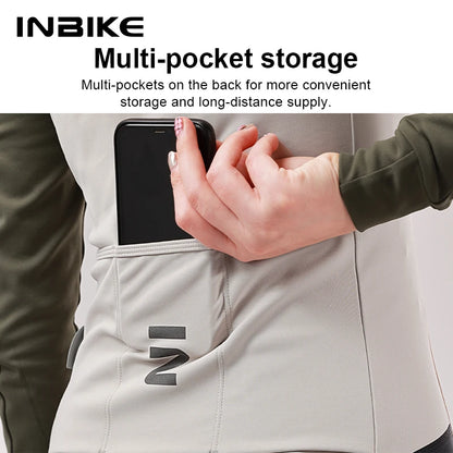 INBIKE Women’s Winter Cycling Jersey – Long Sleeve Fleece, Windproof & Reflective