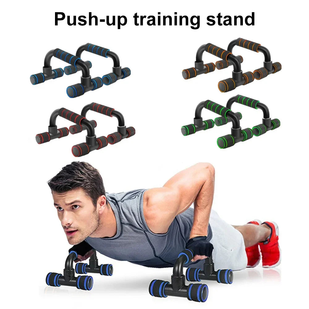 1 Pair U-Shaped Push-Up Bars with Hand Sponge Grip – Home Gym Strength Training