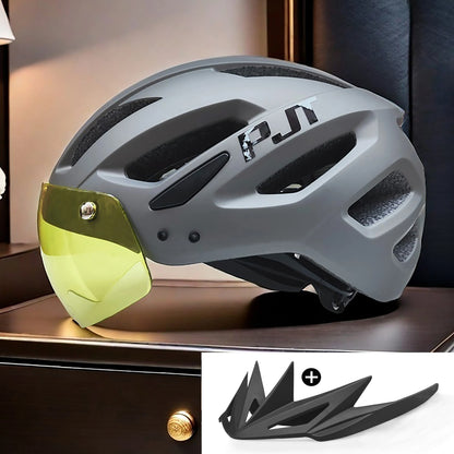 PJT Rechargeable LED Cycling Helmet with Sunglasses Shield