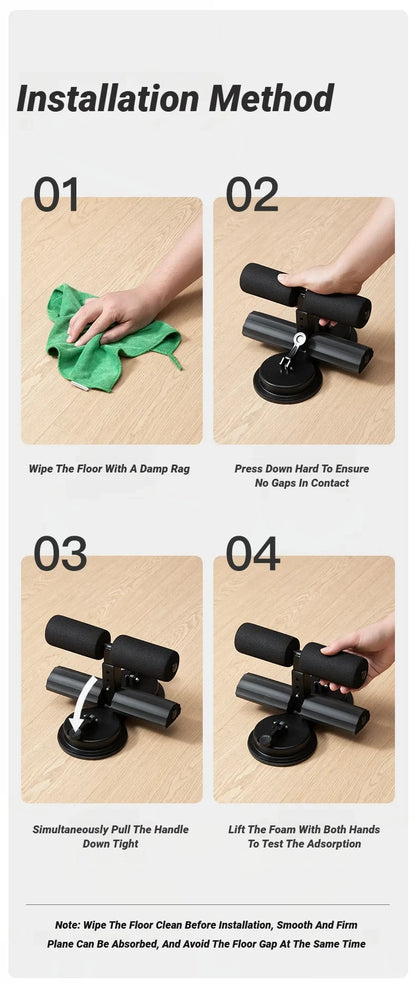 Abdominal Sit-Up Equipment with Suction Cups & Adjustable Ankle Support