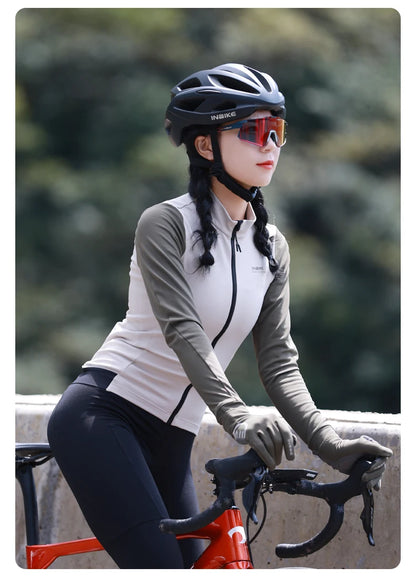 INBIKE Women’s Winter Cycling Jersey – Long Sleeve Fleece, Windproof & Reflective