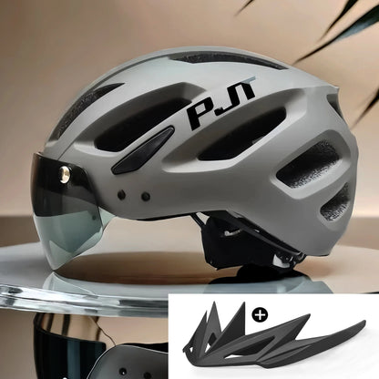 PJT Rechargeable LED Cycling Helmet with Sunglasses Shield