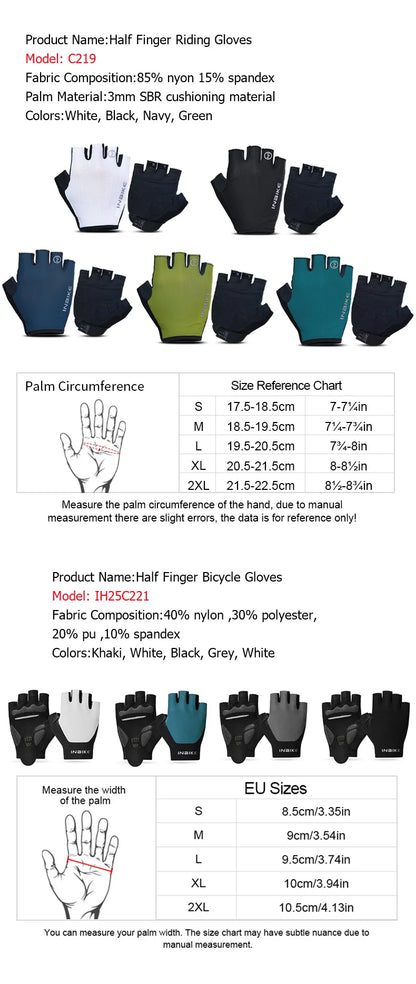 INBIKE Half Finger Cycling Gloves – Breathable, Shock-Absorption MTB Gloves