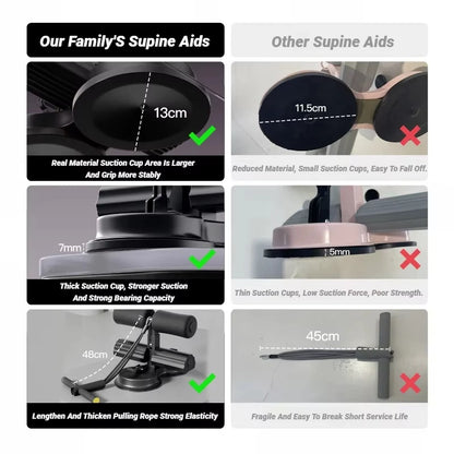 Abdominal Sit-Up Equipment with Suction Cups & Adjustable Ankle Support
