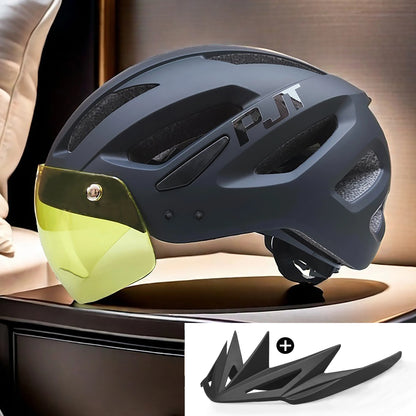 PJT Rechargeable LED Cycling Helmet with Sunglasses Shield