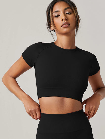 Women’s Seamless Yoga Top – Short Sleeve, Quick-Dry Activewear
