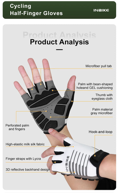 INBIKE Shockproof Gel Half Finger Cycling Gloves – Breathable Summer MTB Gloves