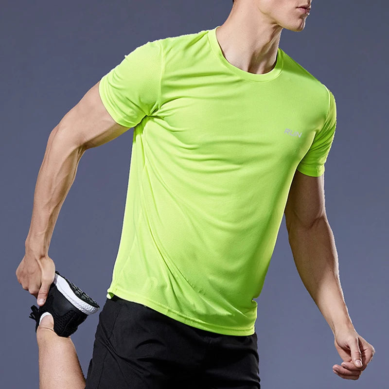 Men’s Summer Quick-Dry Gym T-Shirt – Oversized Fitness & Running Top Brazil Jersey Style