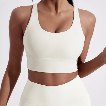 Women’s Solid Color Crossback Sports Bra – High Support, Padded