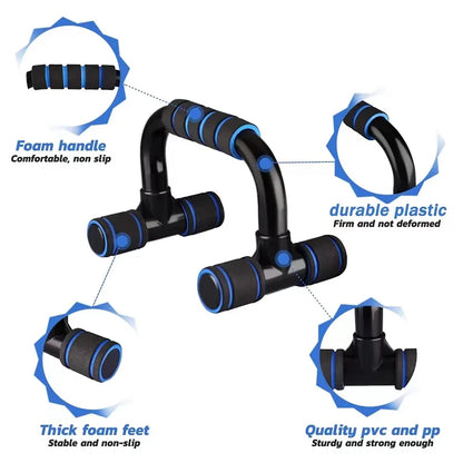 1 Pair U-Shaped Push-Up Bars with Hand Sponge Grip – Home Gym Strength Training