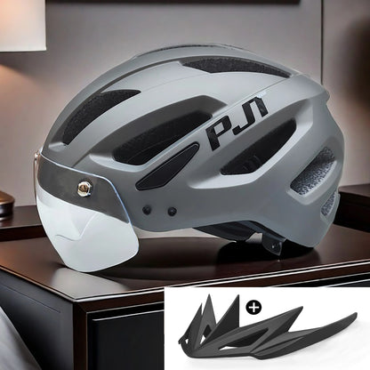 PJT Rechargeable LED Cycling Helmet with Sunglasses Shield