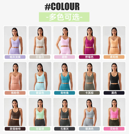 Women's Sports Bra – U-Back, Fixed Pad, Shockproof Yoga & Gym Crop Top