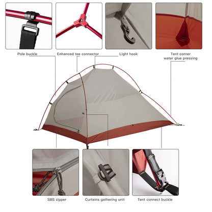 Ultralight Camping Tent for 1-2 Persons – Waterproof Nylon