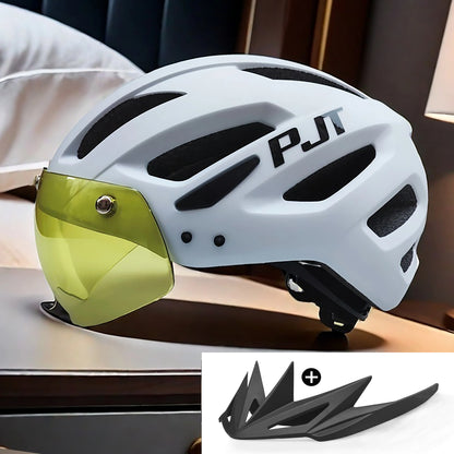 PJT Rechargeable LED Cycling Helmet with Sunglasses Shield