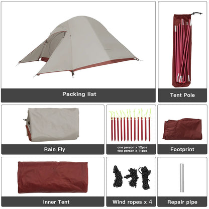 Ultralight Camping Tent for 1-2 Persons – Waterproof Nylon