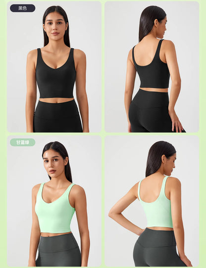 Women's Sports Bra – U-Back, Fixed Pad, Shockproof Yoga & Gym Crop Top