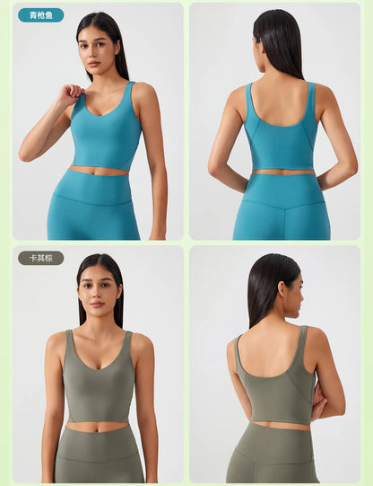 Women's Sports Bra – U-Back, Fixed Pad, Shockproof Yoga & Gym Crop Top