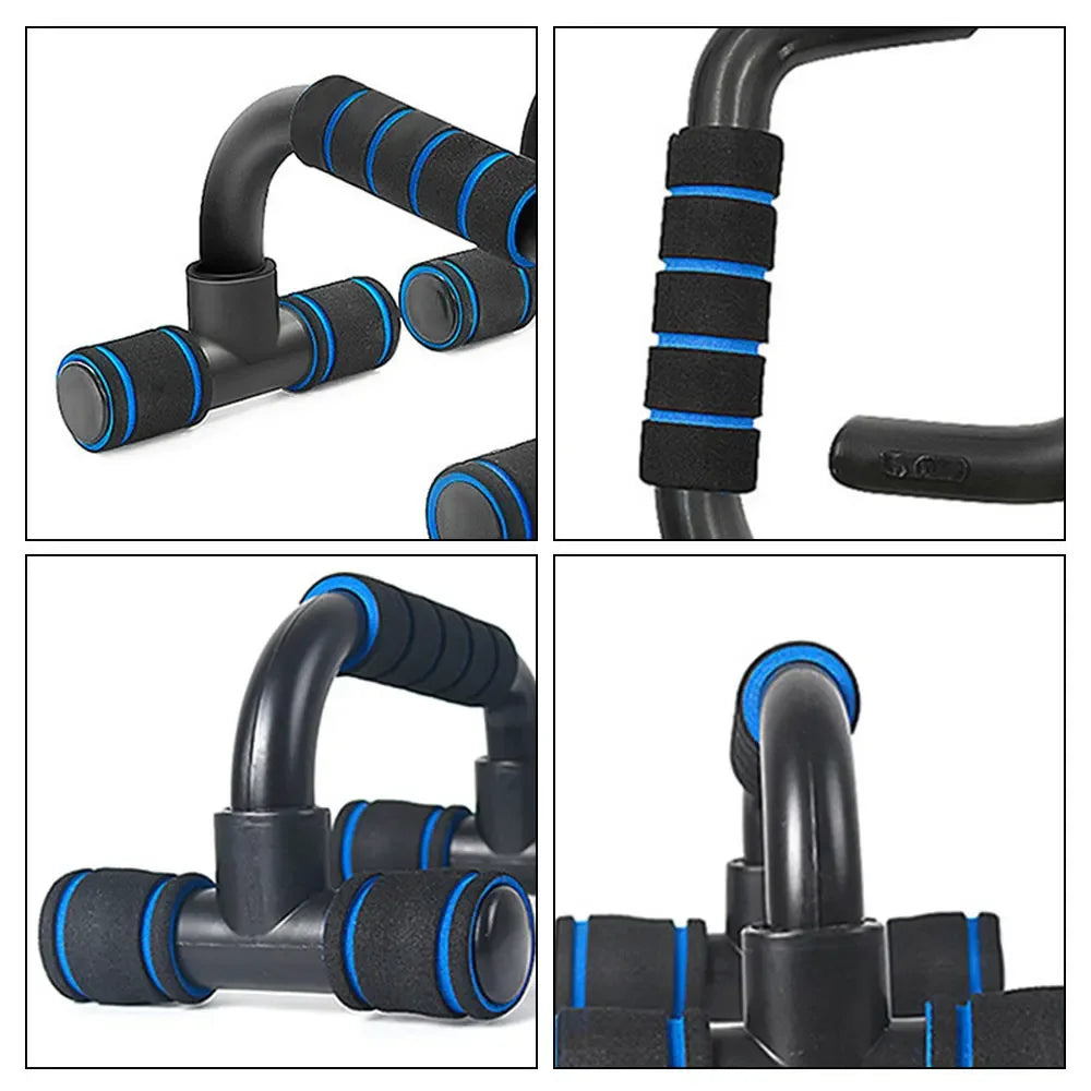 1 Pair U-Shaped Push-Up Bars with Hand Sponge Grip – Home Gym Strength Training