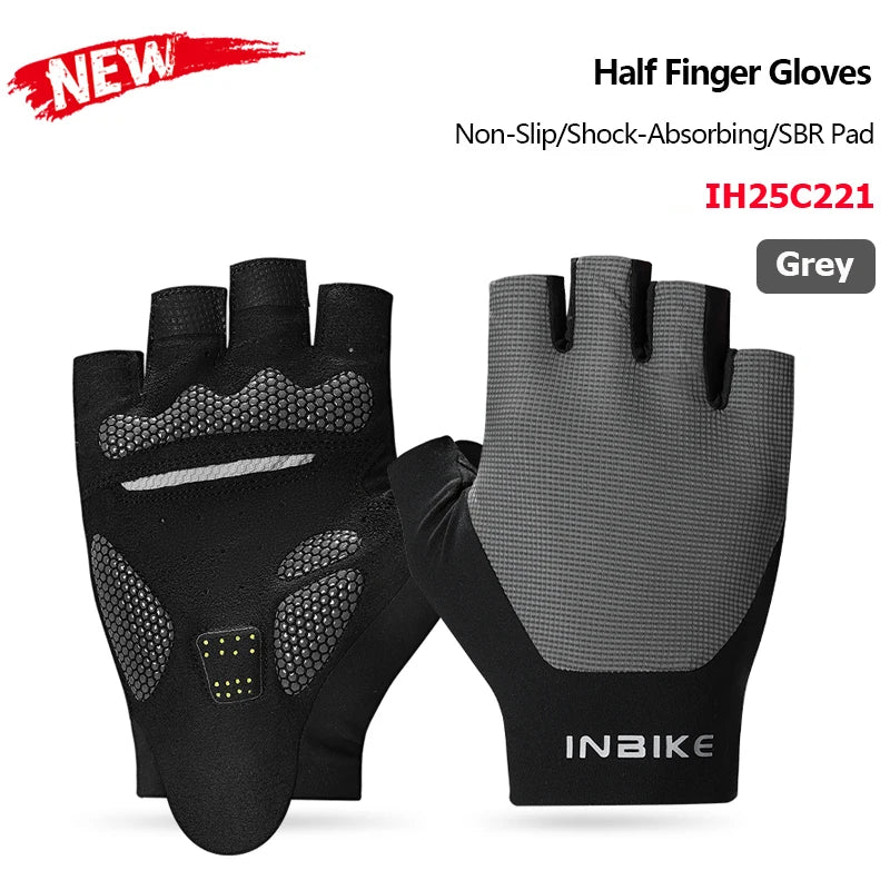 INBIKE Half Finger Cycling Gloves – Breathable, Shock-Absorption MTB Gloves