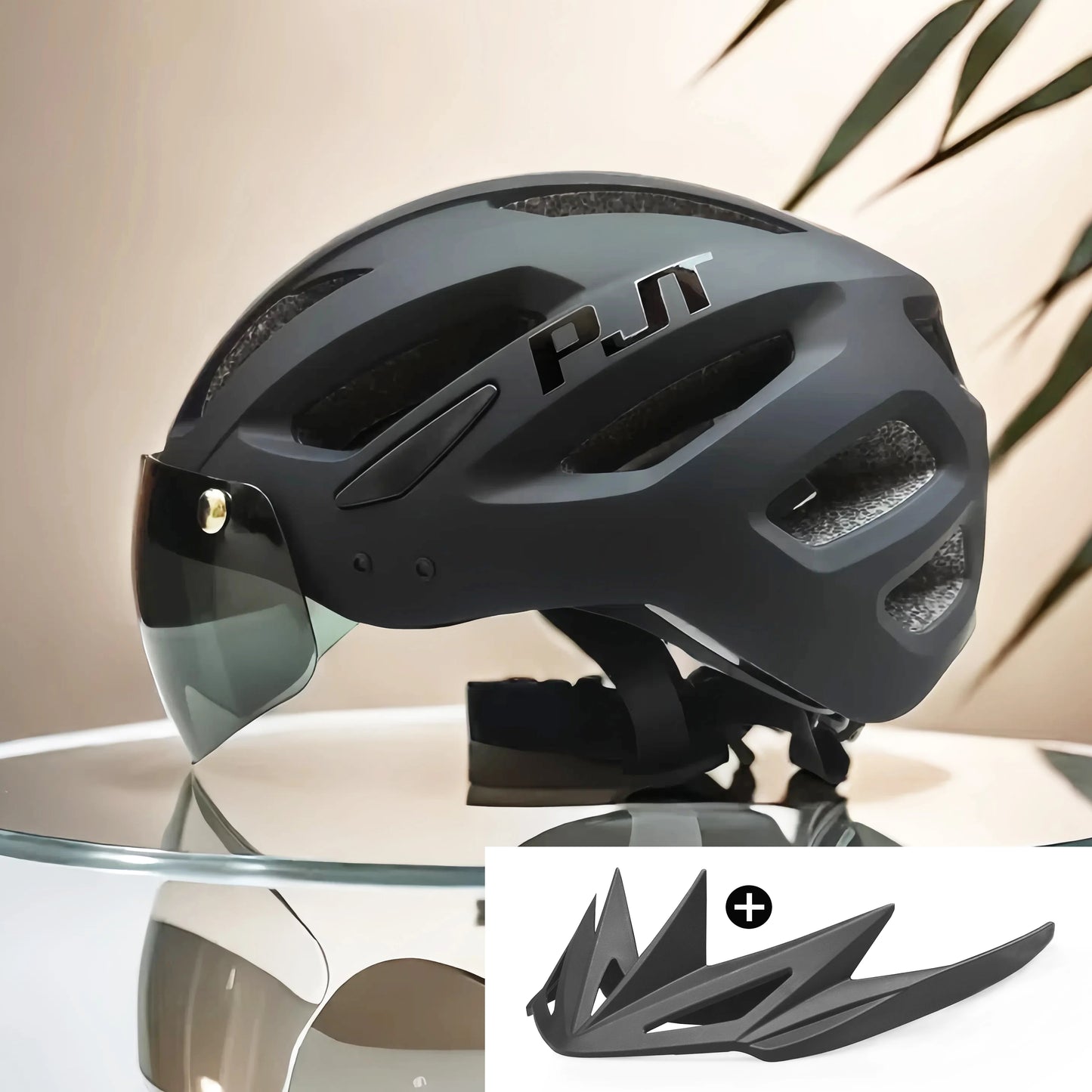 PJT Rechargeable LED Cycling Helmet with Sunglasses Shield