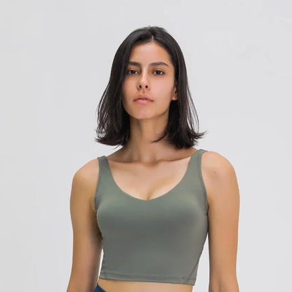Crop Top – Longline Sports Bra with Shelf Bra