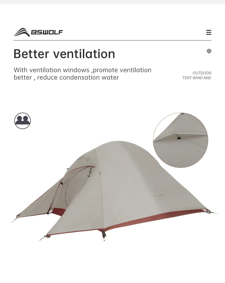 Ultralight Camping Tent for 1-2 Persons – Waterproof Nylon