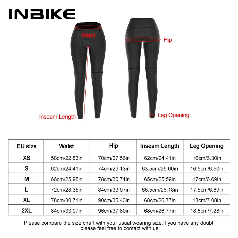 INBIKE 2024 Women’s Cycling Pants – Long Padded Bike Tights with Pockets