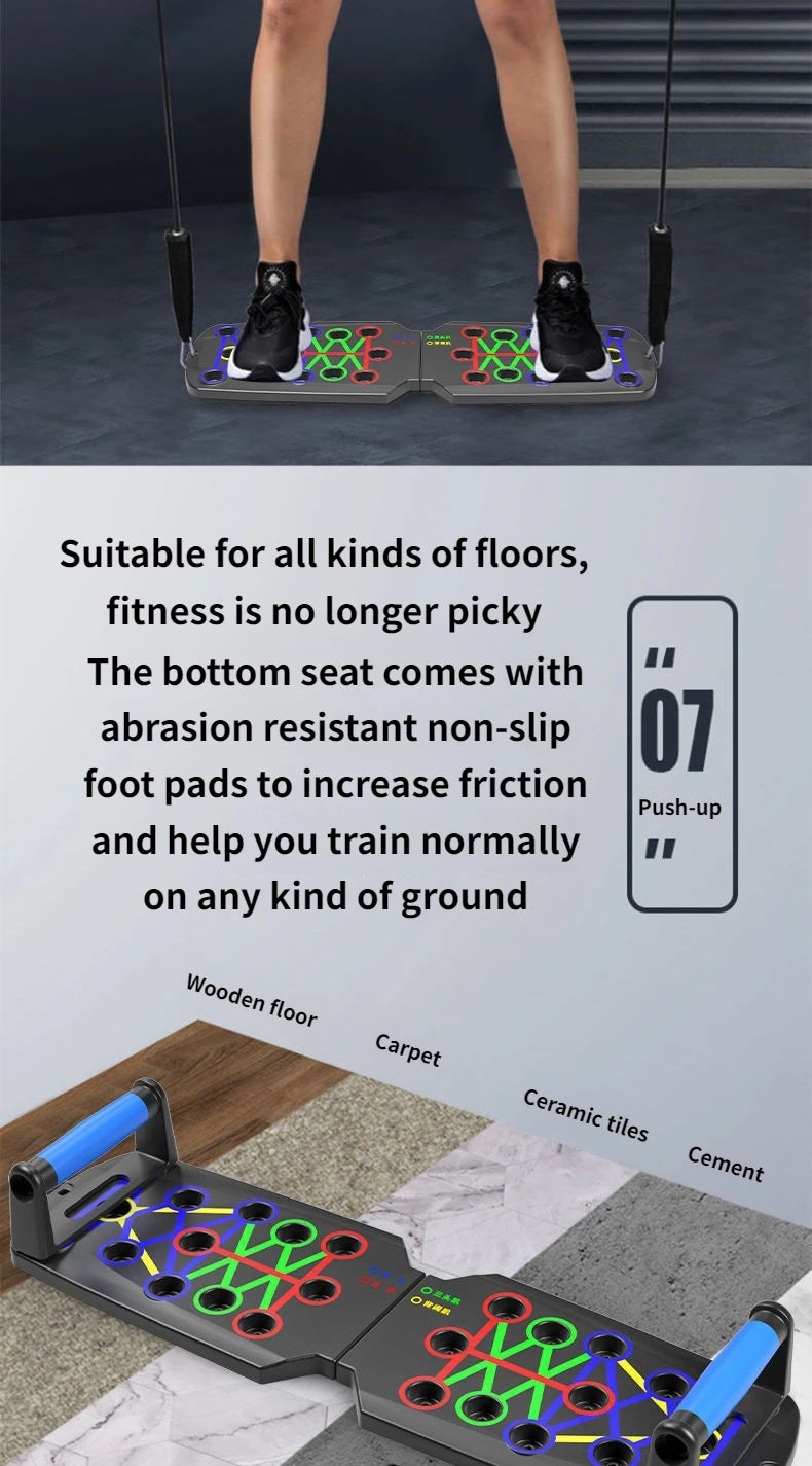 Portable Multifunctional Push-Up Board Set with Handles – Foldable Home Gym Equipment for Chest, Abs, Arms & Back Training