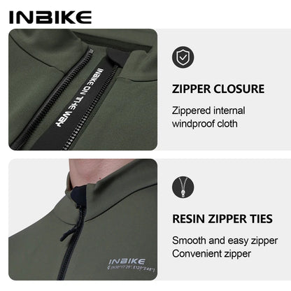 INBIKE Men’s Winter Cycling Jersey – Fleece, Reflective, Full Zippe