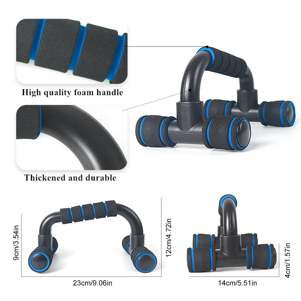 1 Pair U-Shaped Push-Up Bars with Hand Sponge Grip – Home Gym Strength Training